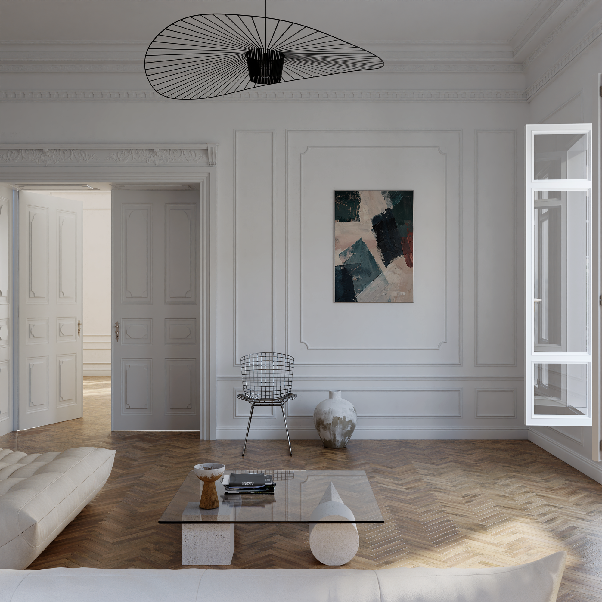 Deep Blue Burgundy Composition Print