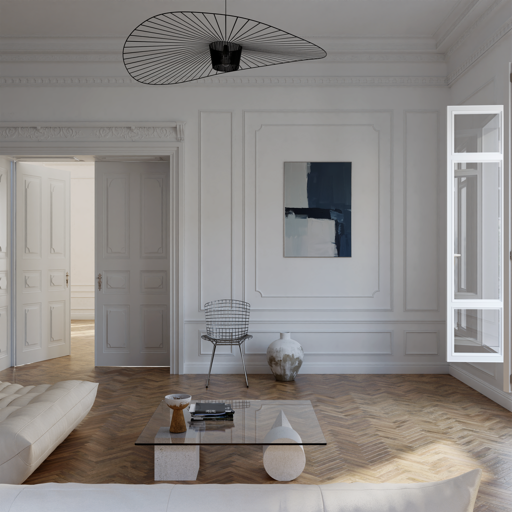 Navy Brush Blocks Print