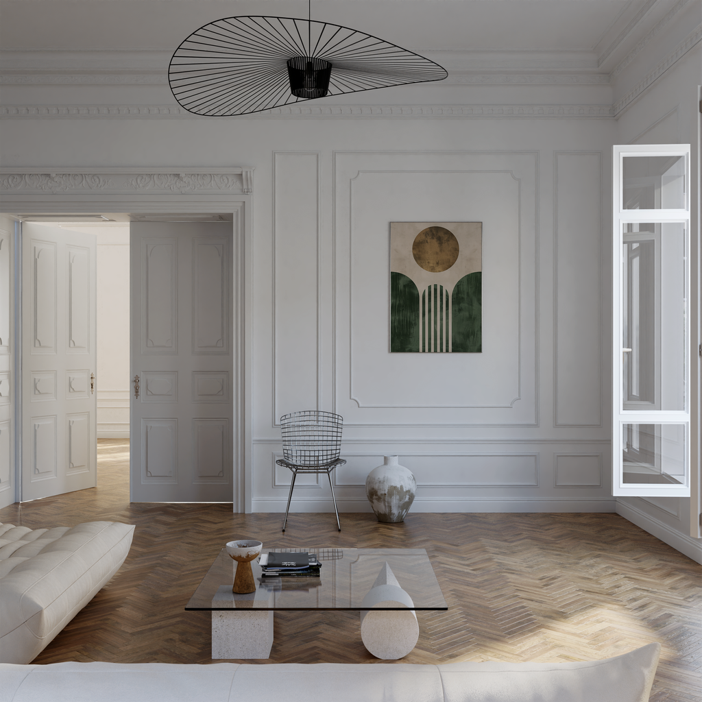 Artful Green Geometric Sun Print