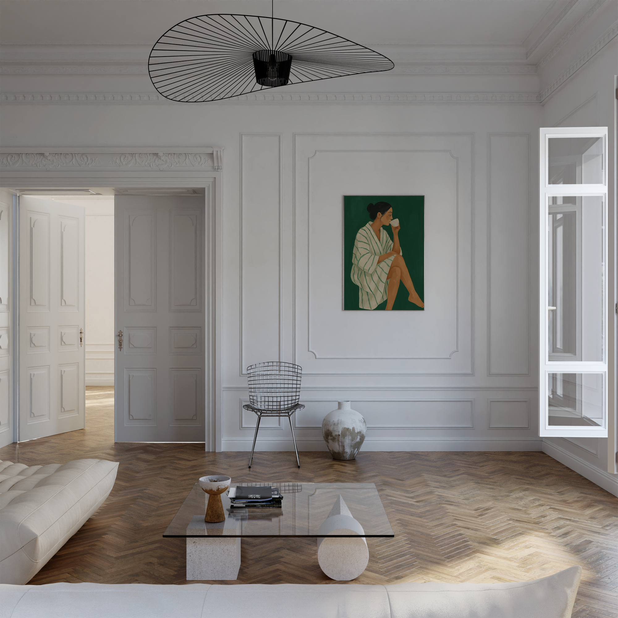 Abstract Green Portrait Modern Woman Print