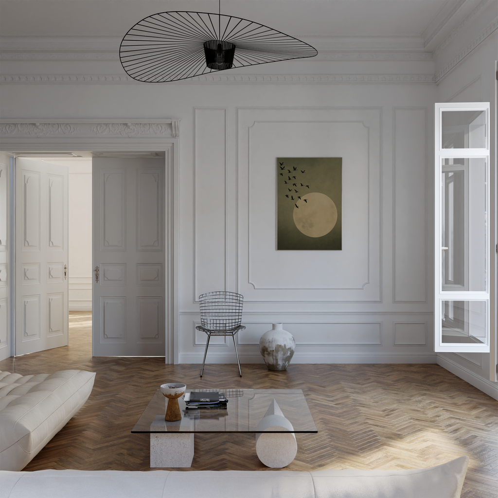 Japandi Green Moon Print