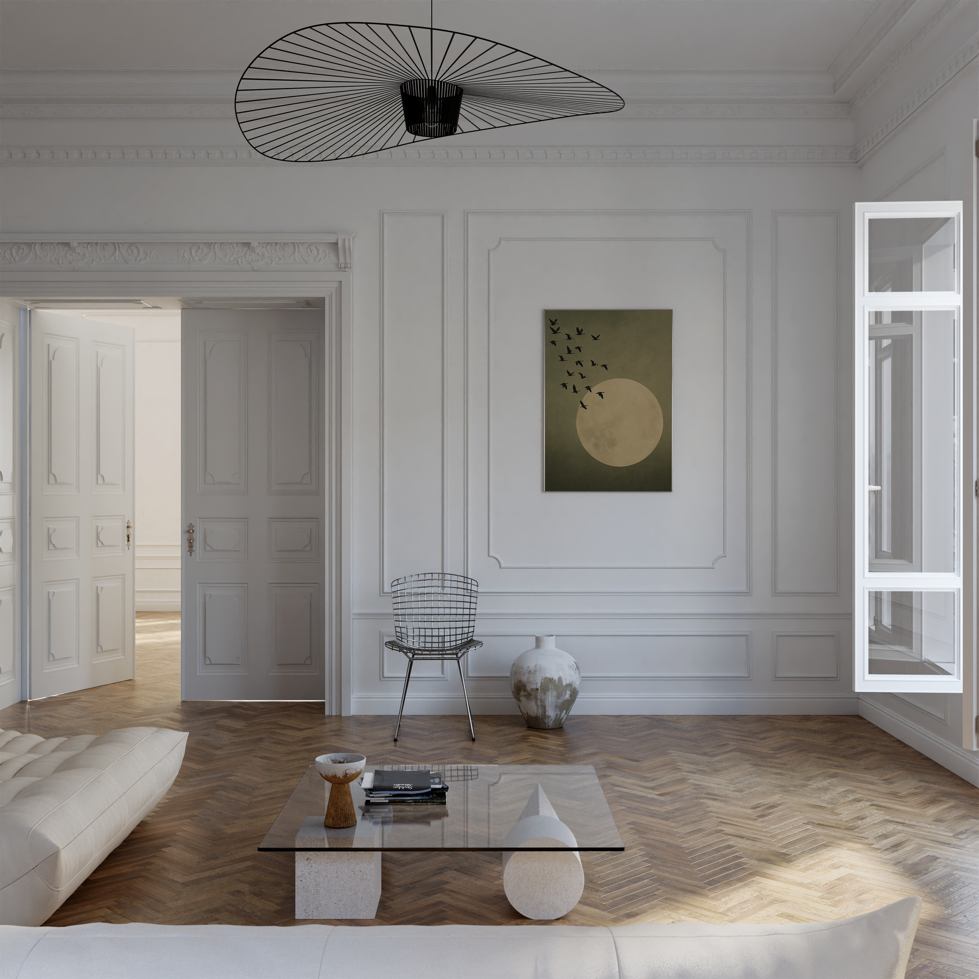 Japandi Green Moon Print