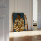 Blue Minimalist Woman Portrait Print