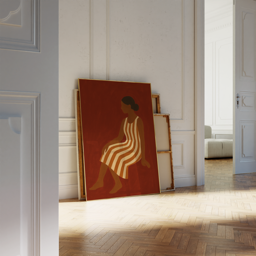 Modern Burgundy Red Minimalist Print