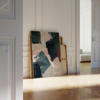 Deep Blue Burgundy Composition Print