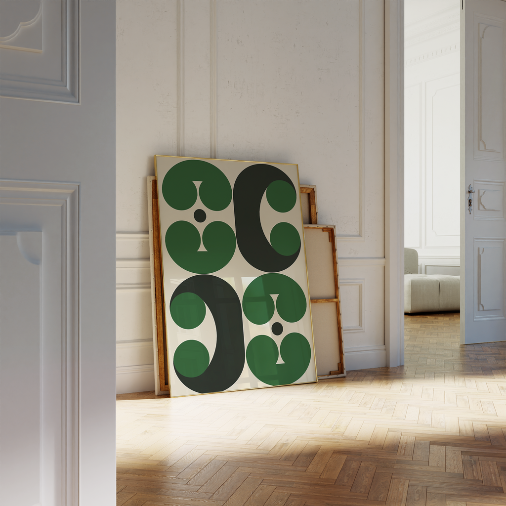 Graphic Retro Green Print