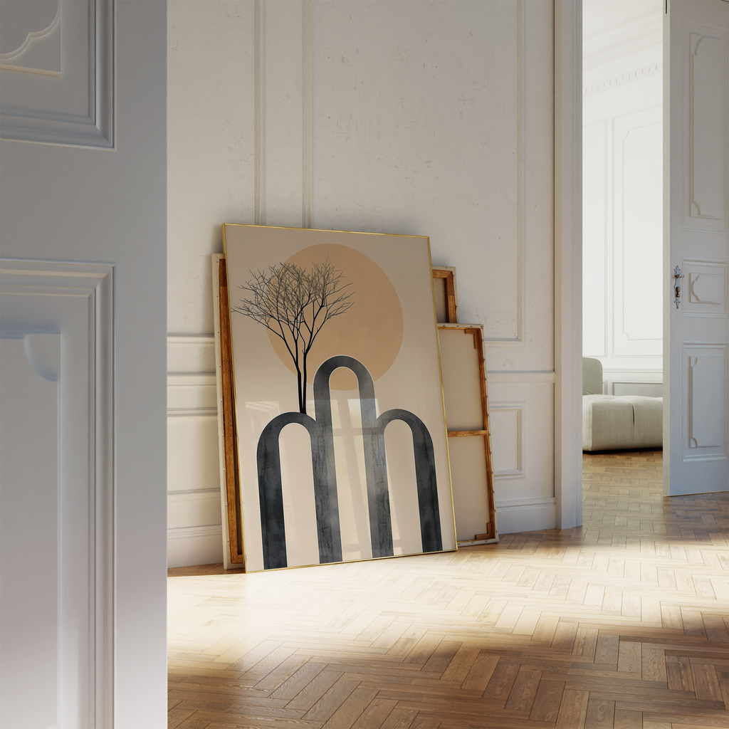 Arch & Sun Tree Silhouette Print