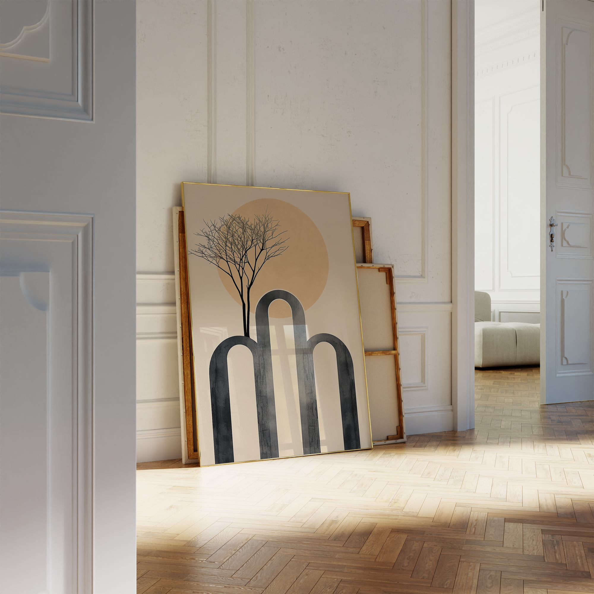 Arch & Sun Tree Silhouette Print