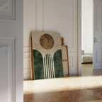 Artful Green Geometric Sun Print