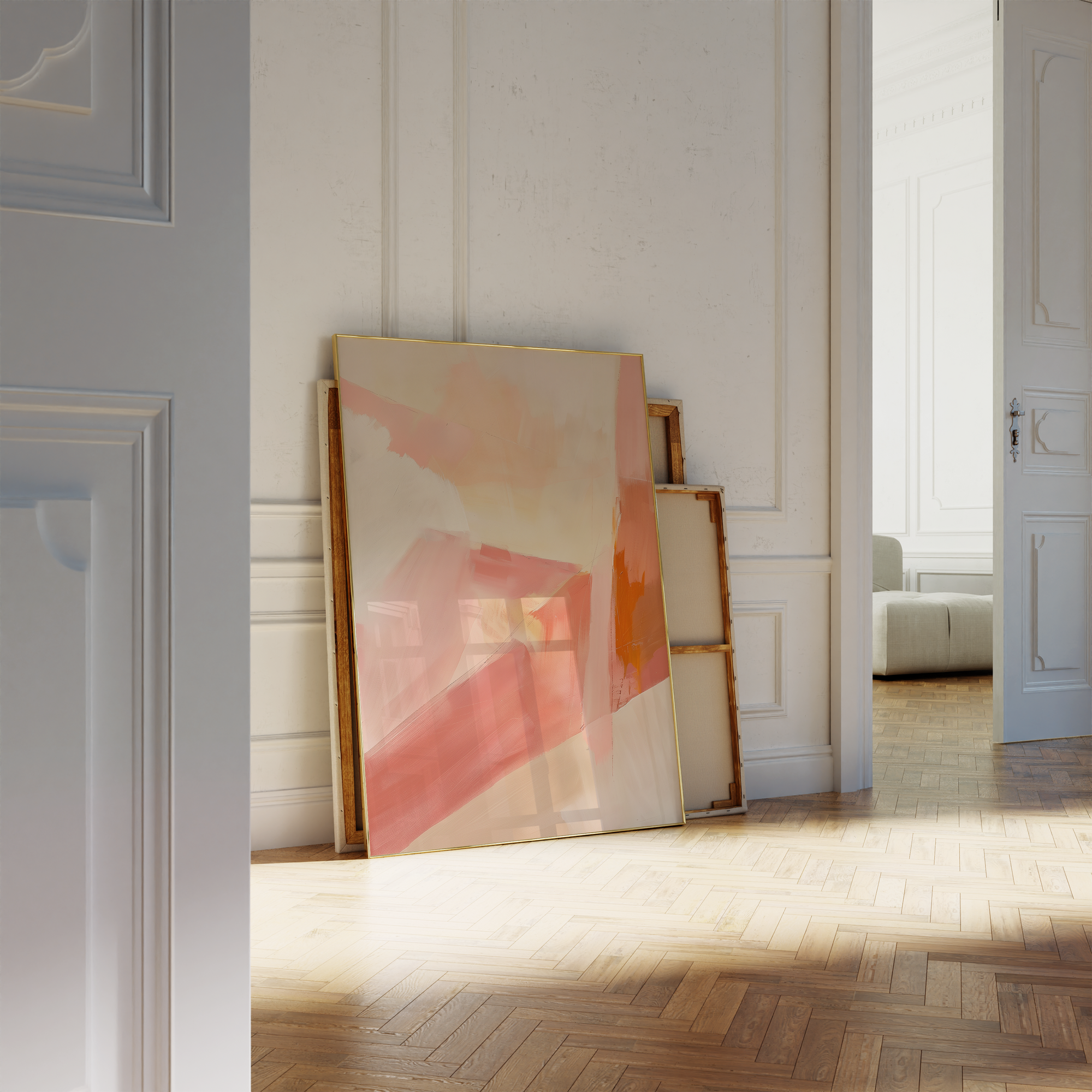 Peach Coral Brushstroke Print