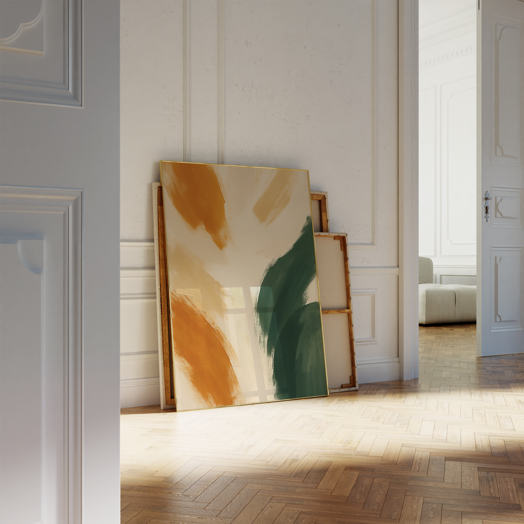 Terracotta Green Brushstrokes Print