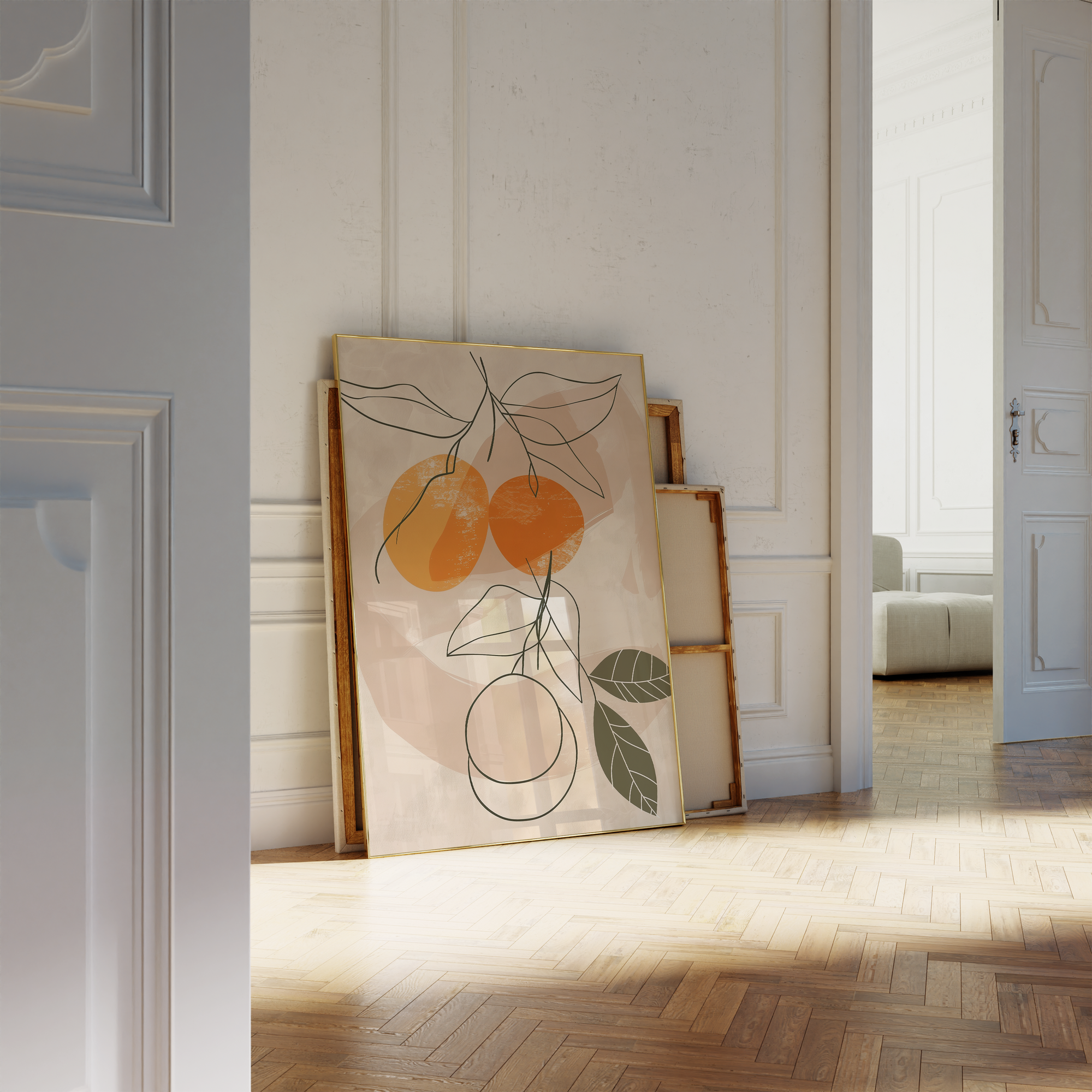 Minimalist Orange Botanical Print