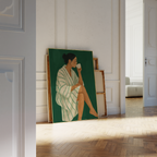 Abstract Green Portrait Modern Woman Print