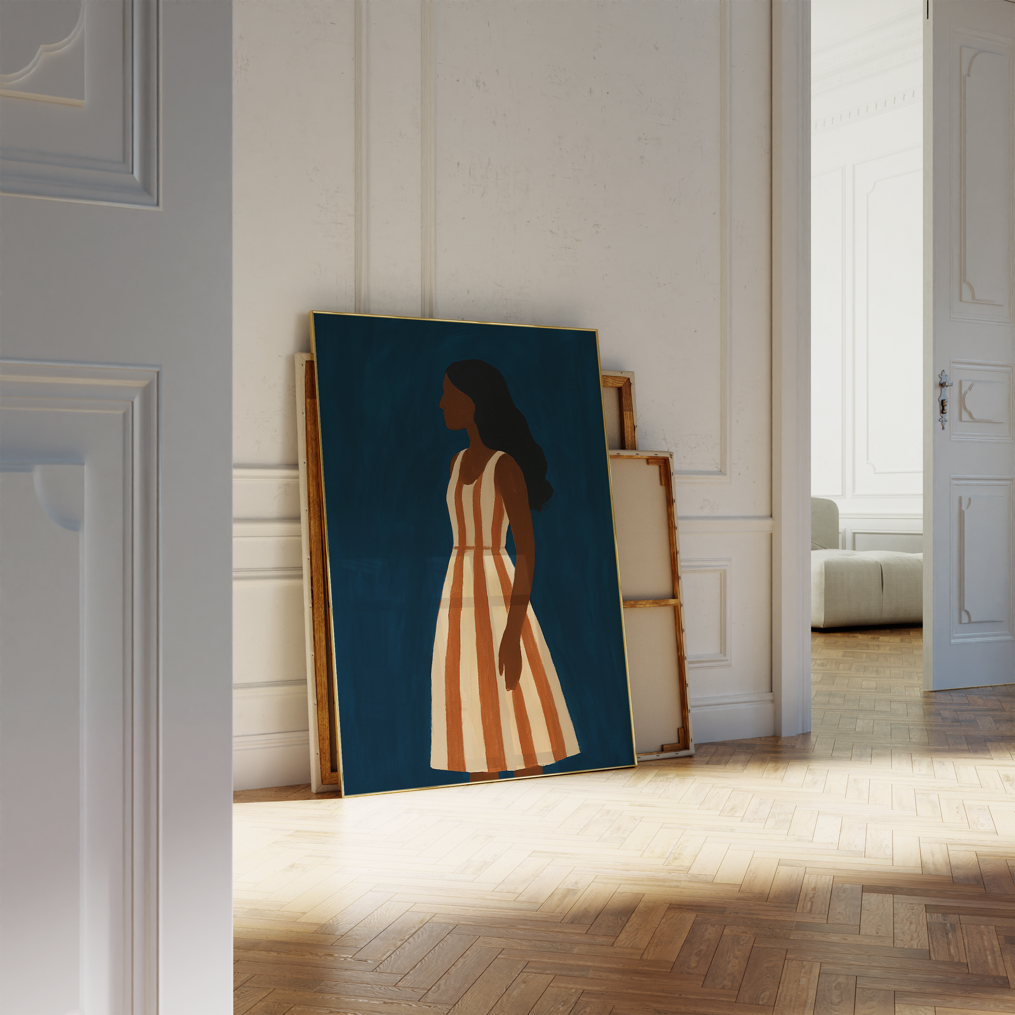 Scandinavian Blue Minimalist Portrait Print