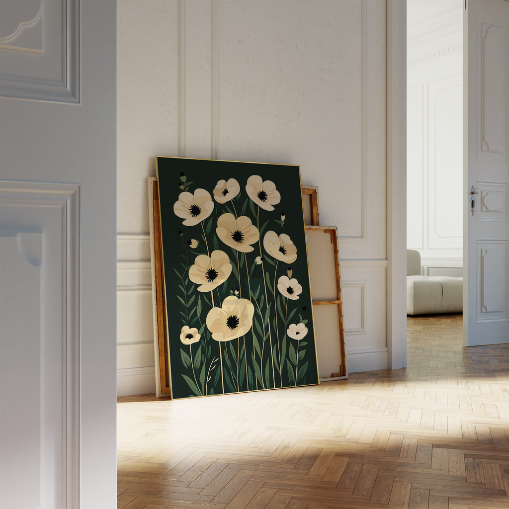 Soft Cream Florals Print