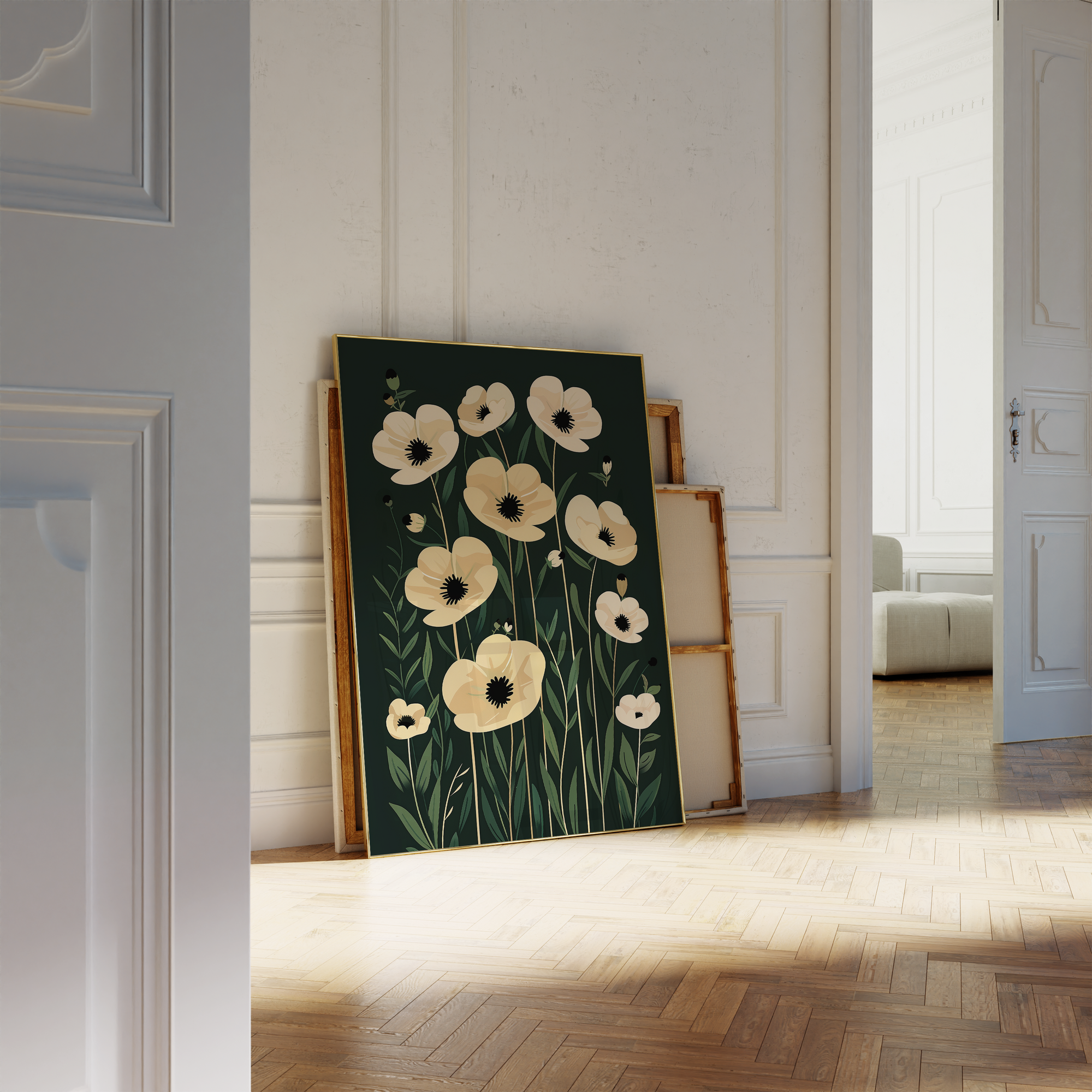 Soft Cream Florals Print