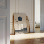 Japandi Deep Blue Sun Print