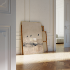 Japandi Calm Blue Birds Print