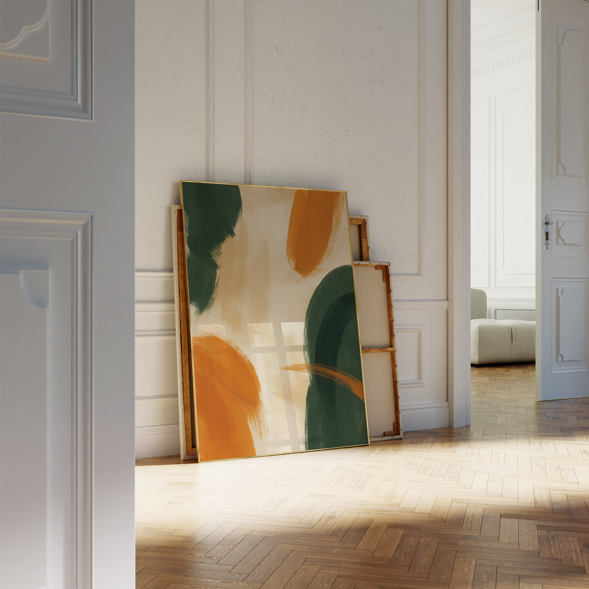 Terracotta Green Flow Print