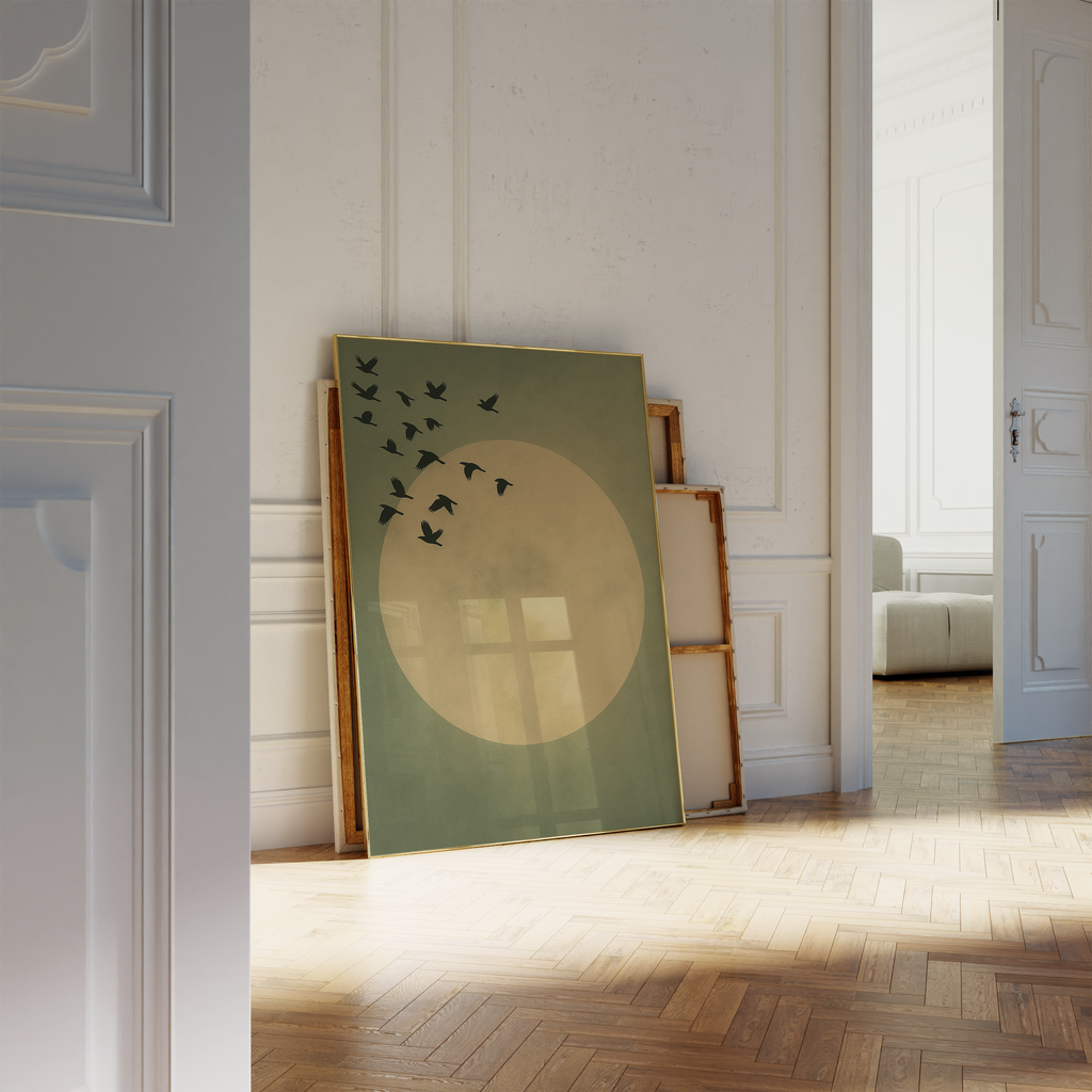 Japandi Green Tones Artwork Print