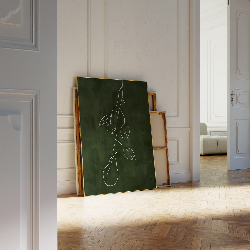 Minimalist Green Fruit Line Print