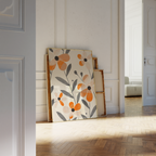 Retro Orange Florals Print