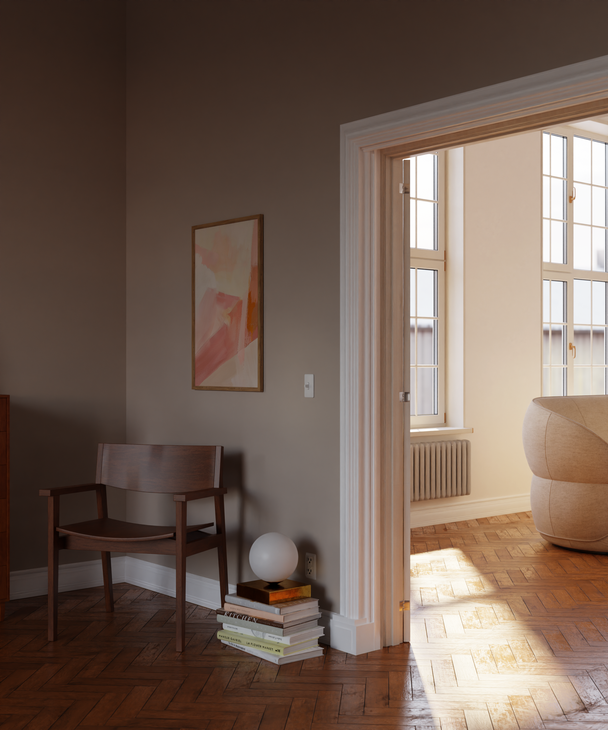 Peach Coral Brushstroke Print