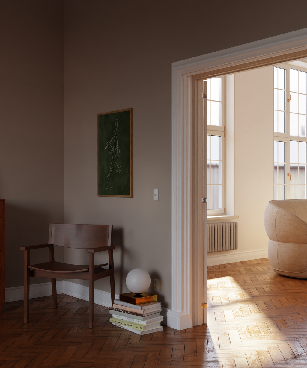 Minimalist Green Fruit Line Print