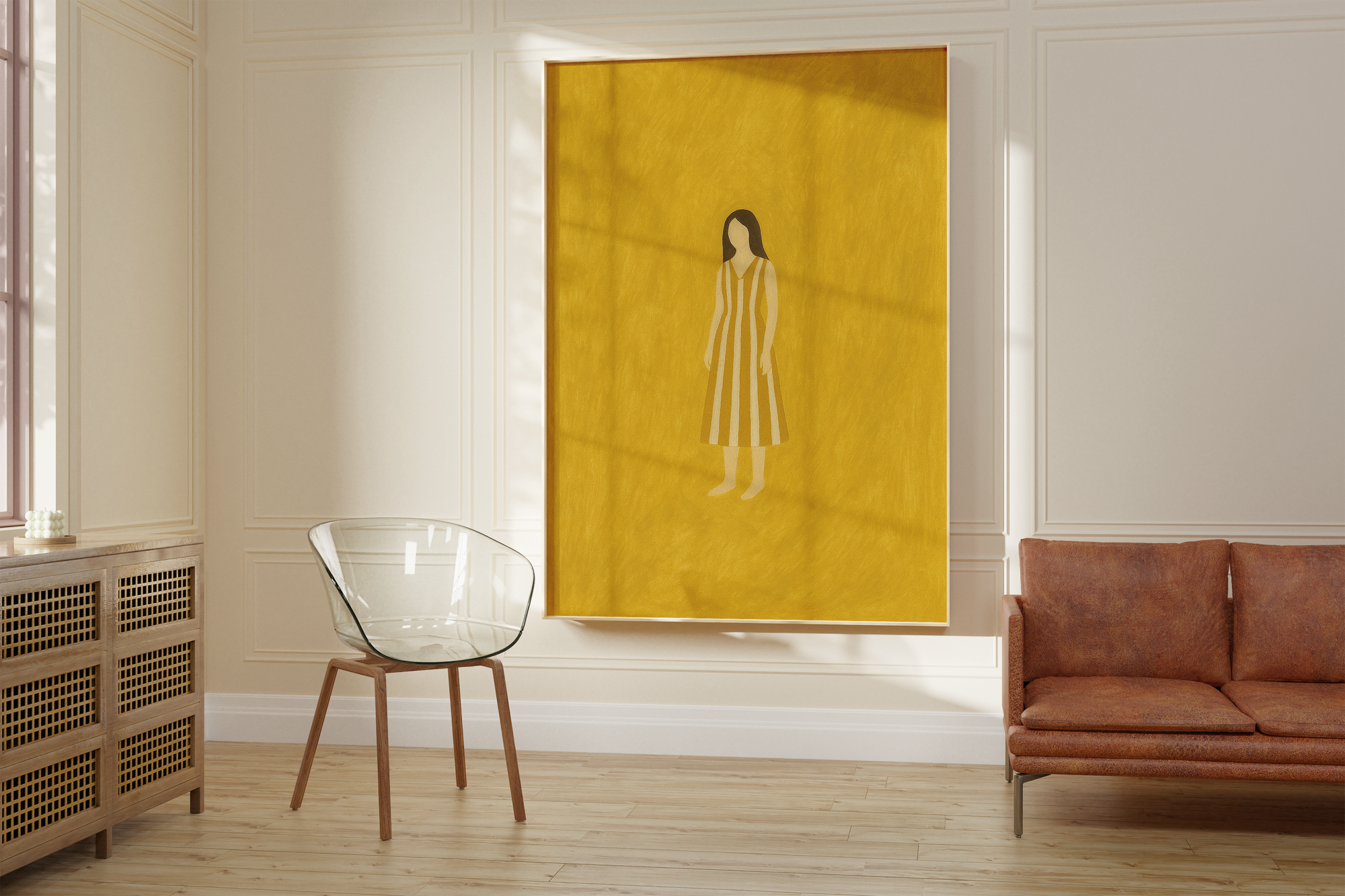 Golden Yellow Calm Woman Print