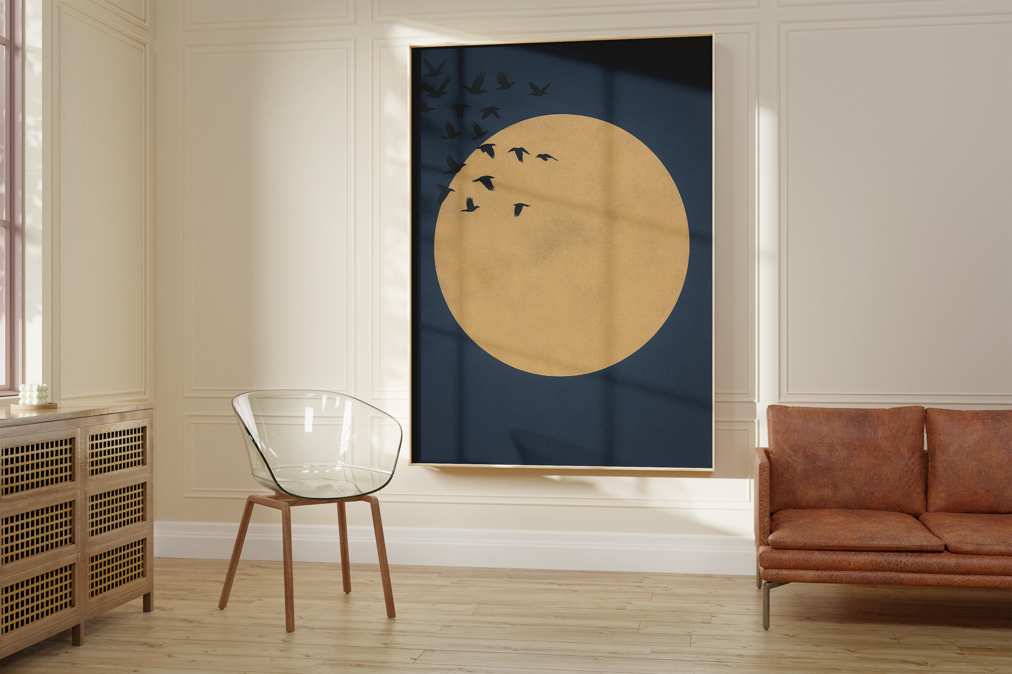 Japandi Blue Moon Print