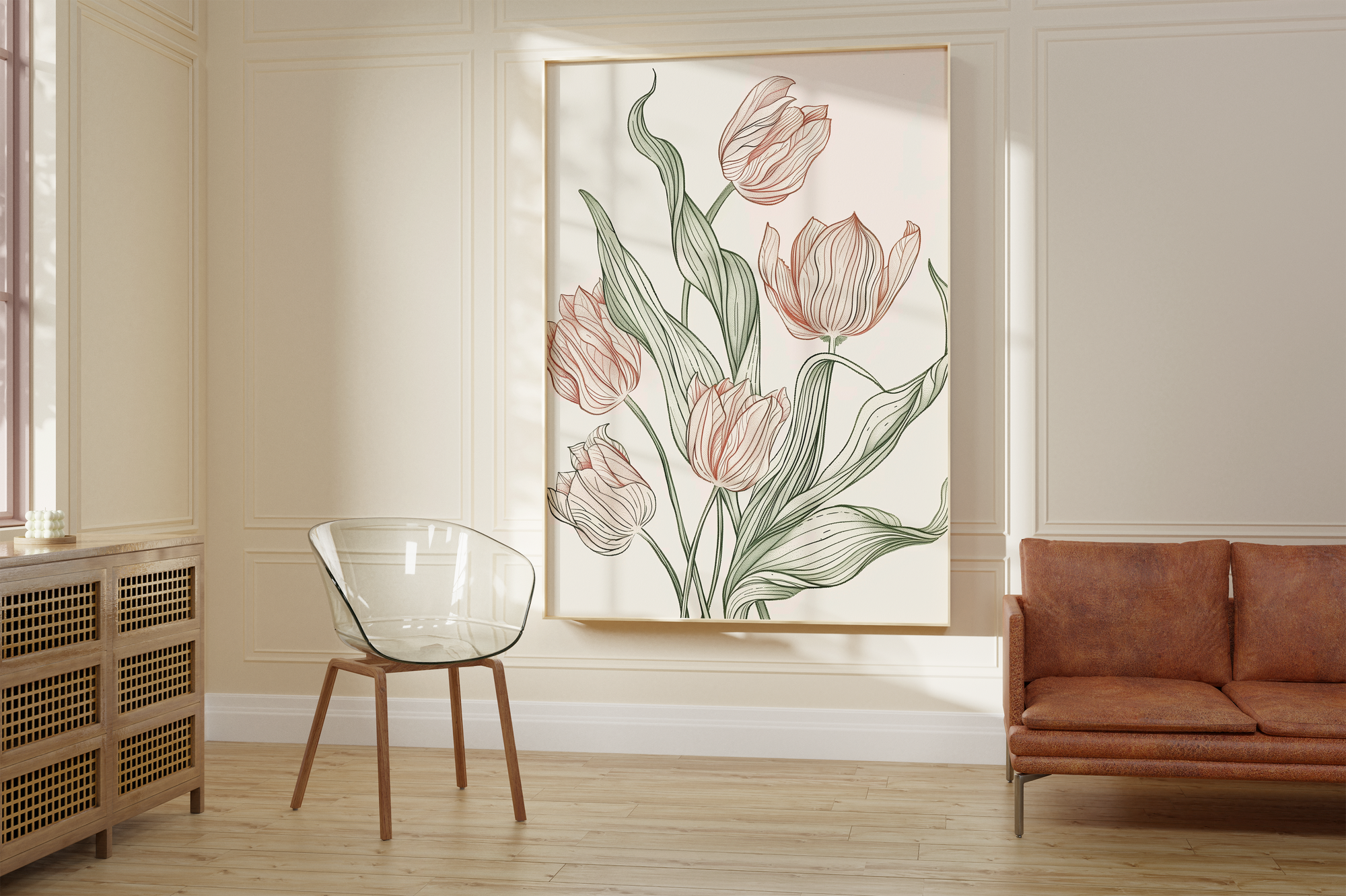 Elegant Tulip Lines Print