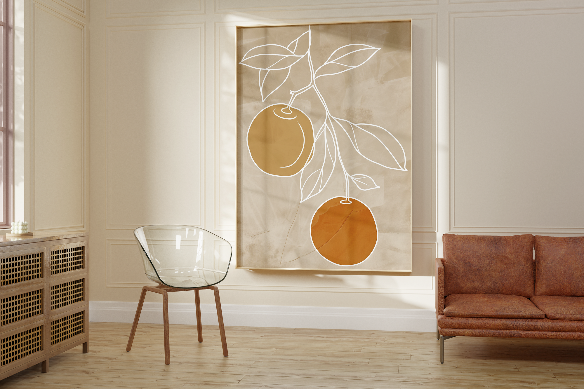 Botanical Orange Line Illustration Print