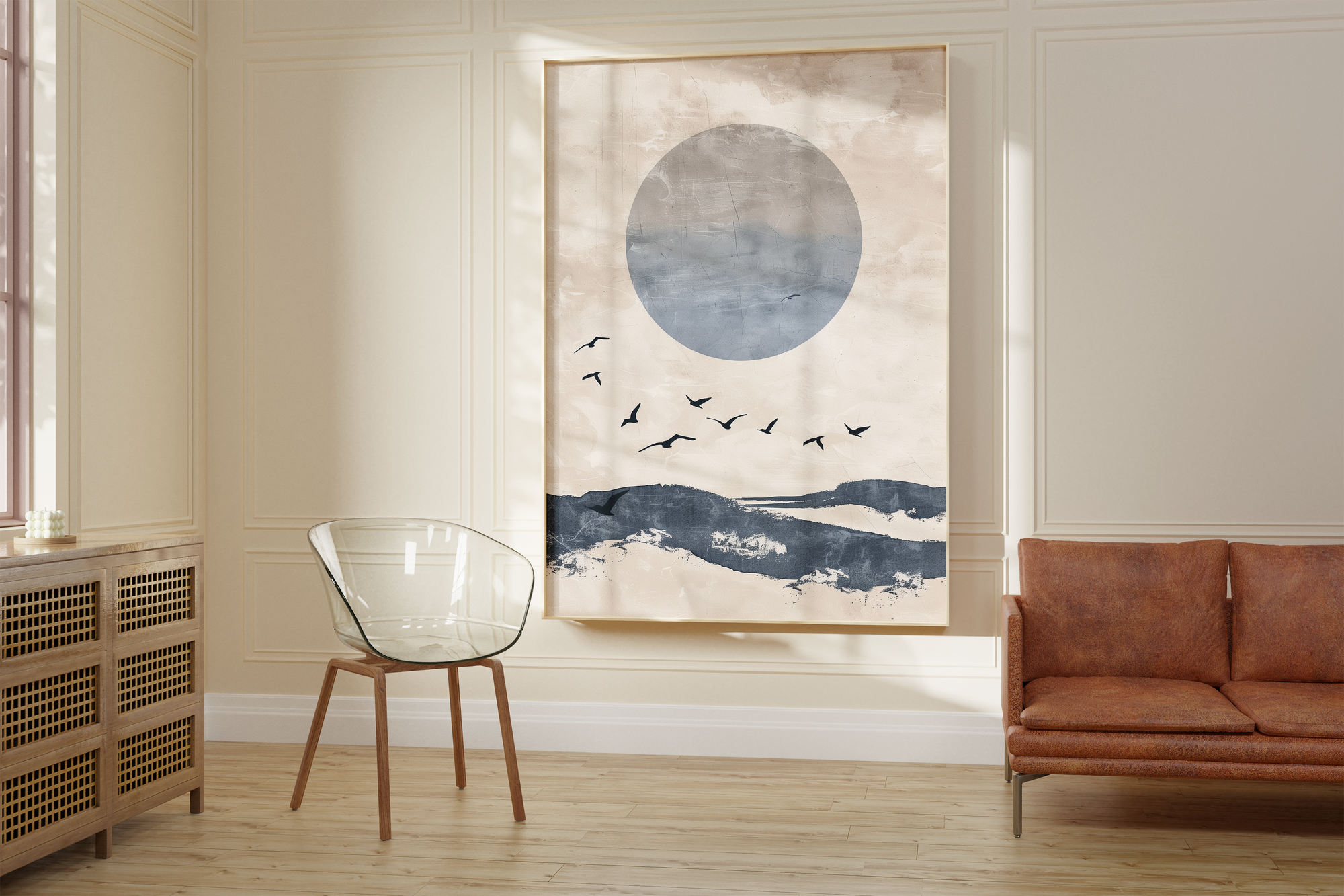 Japandi Blue Sun Print