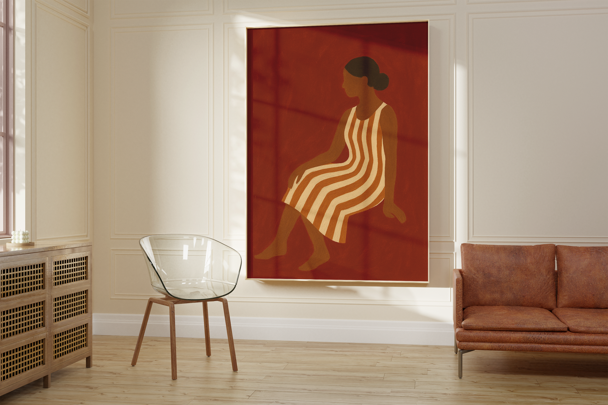 Modern Burgundy Red Minimalist Print