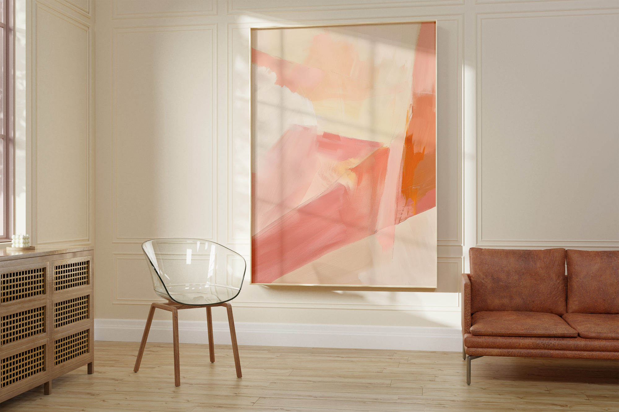 Peach Coral Brushstroke Print