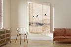 Japandi Calm Blue Birds Print