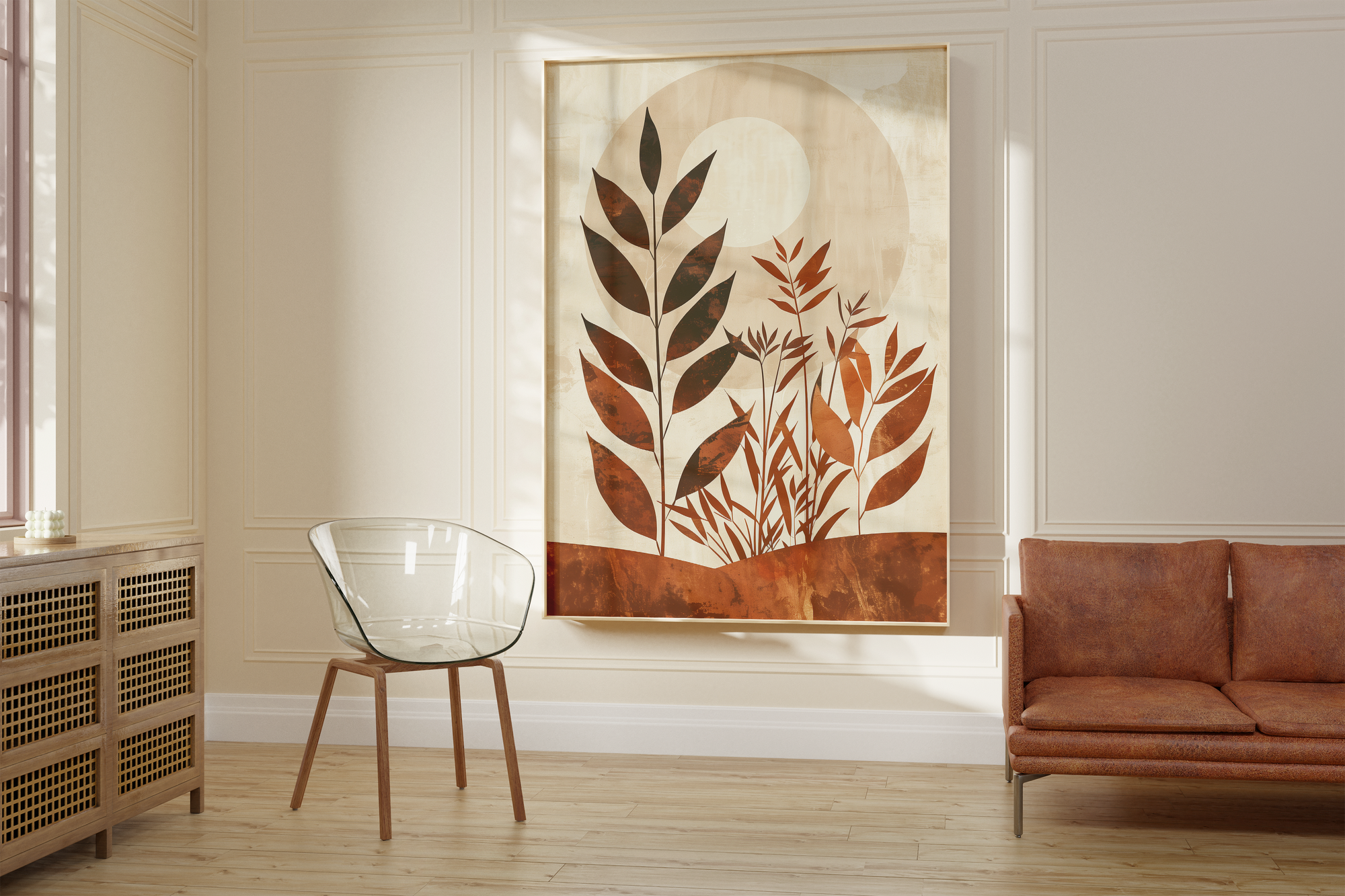 Flower Terracotta Sun Botanical Print