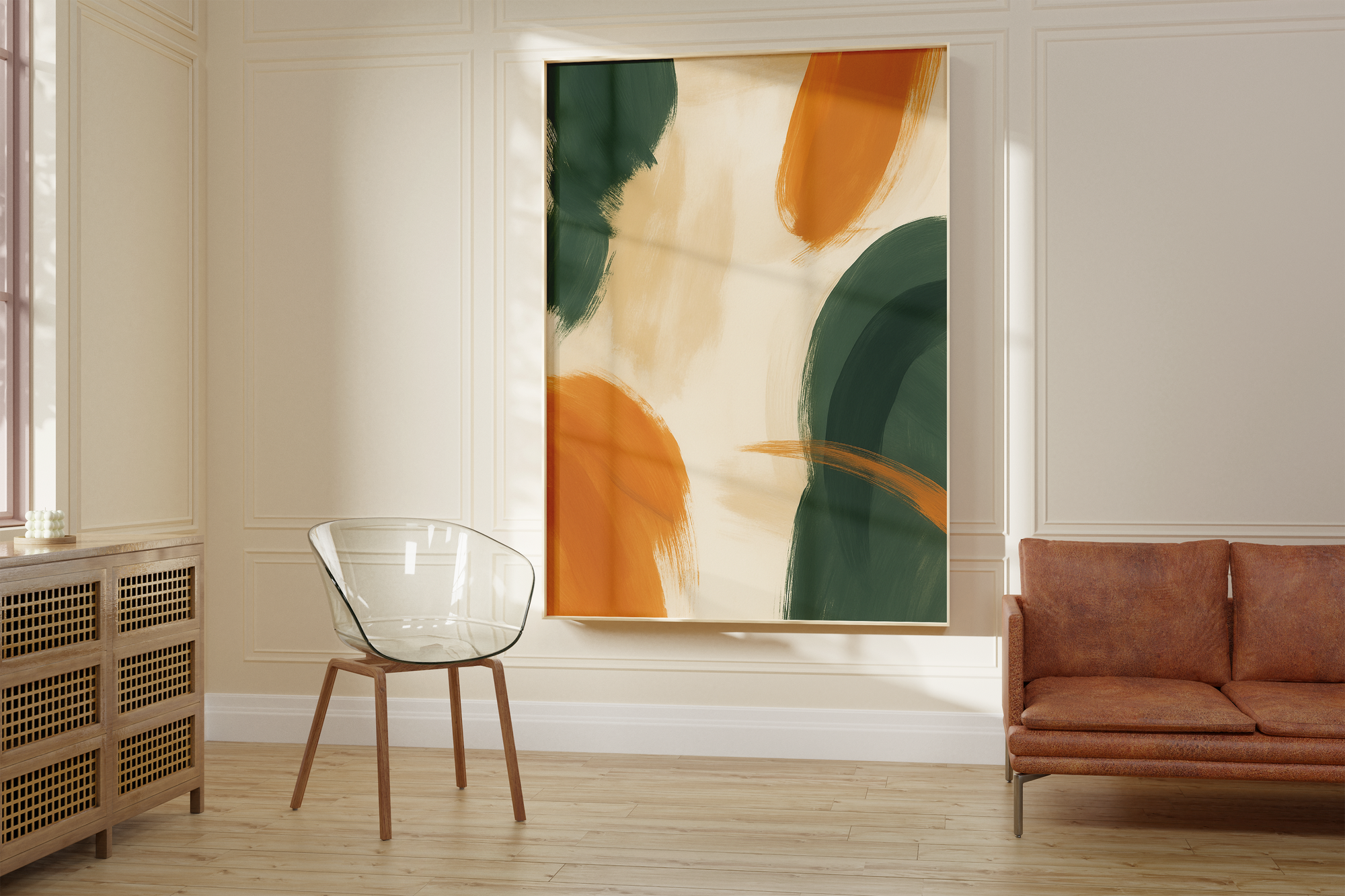 Terracotta Green Flow Print