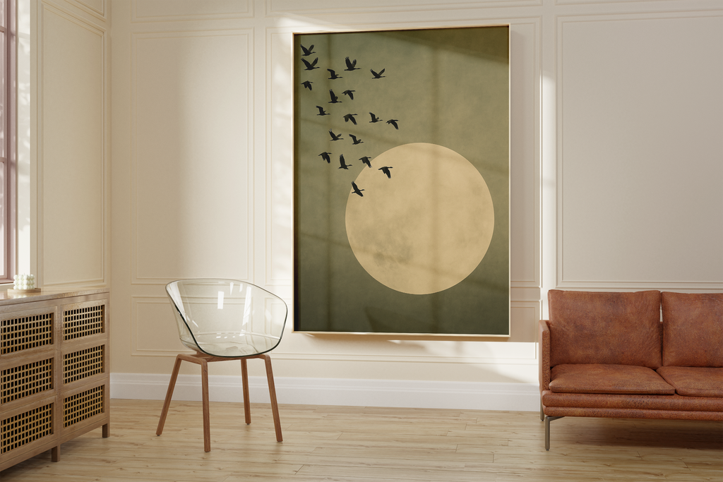 Japandi Green Moon Print