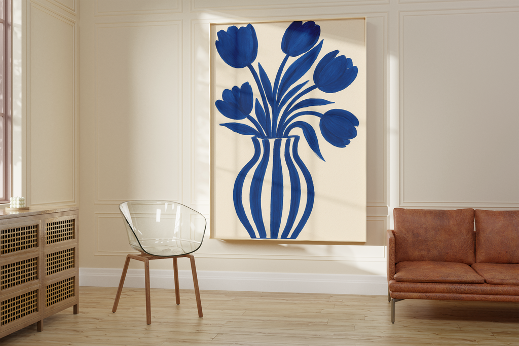 Minimalist Blue Flowers Print