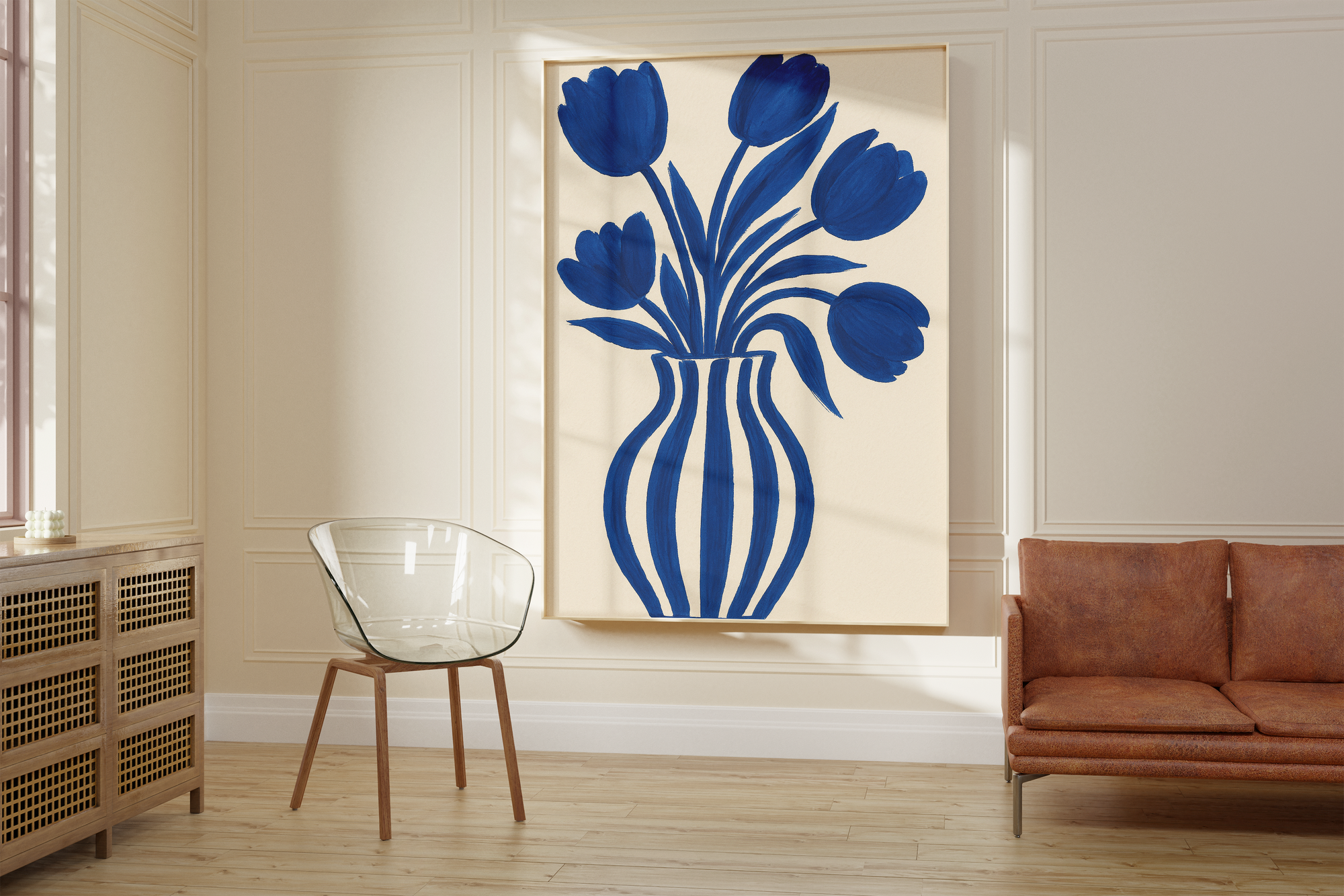 Minimalist Blue Flowers Print