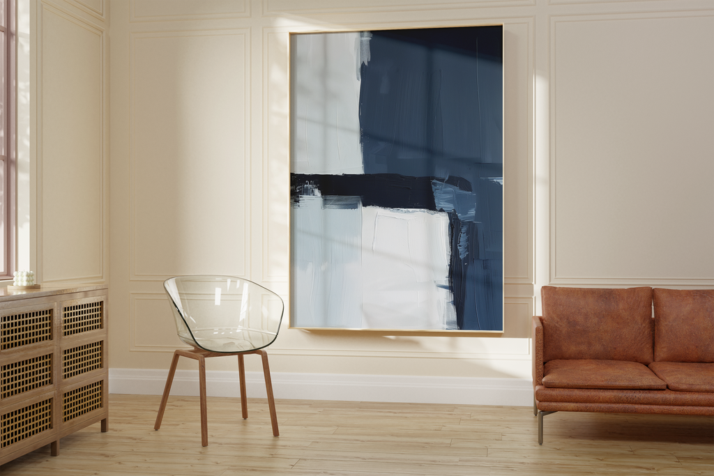 Navy Brush Blocks Print