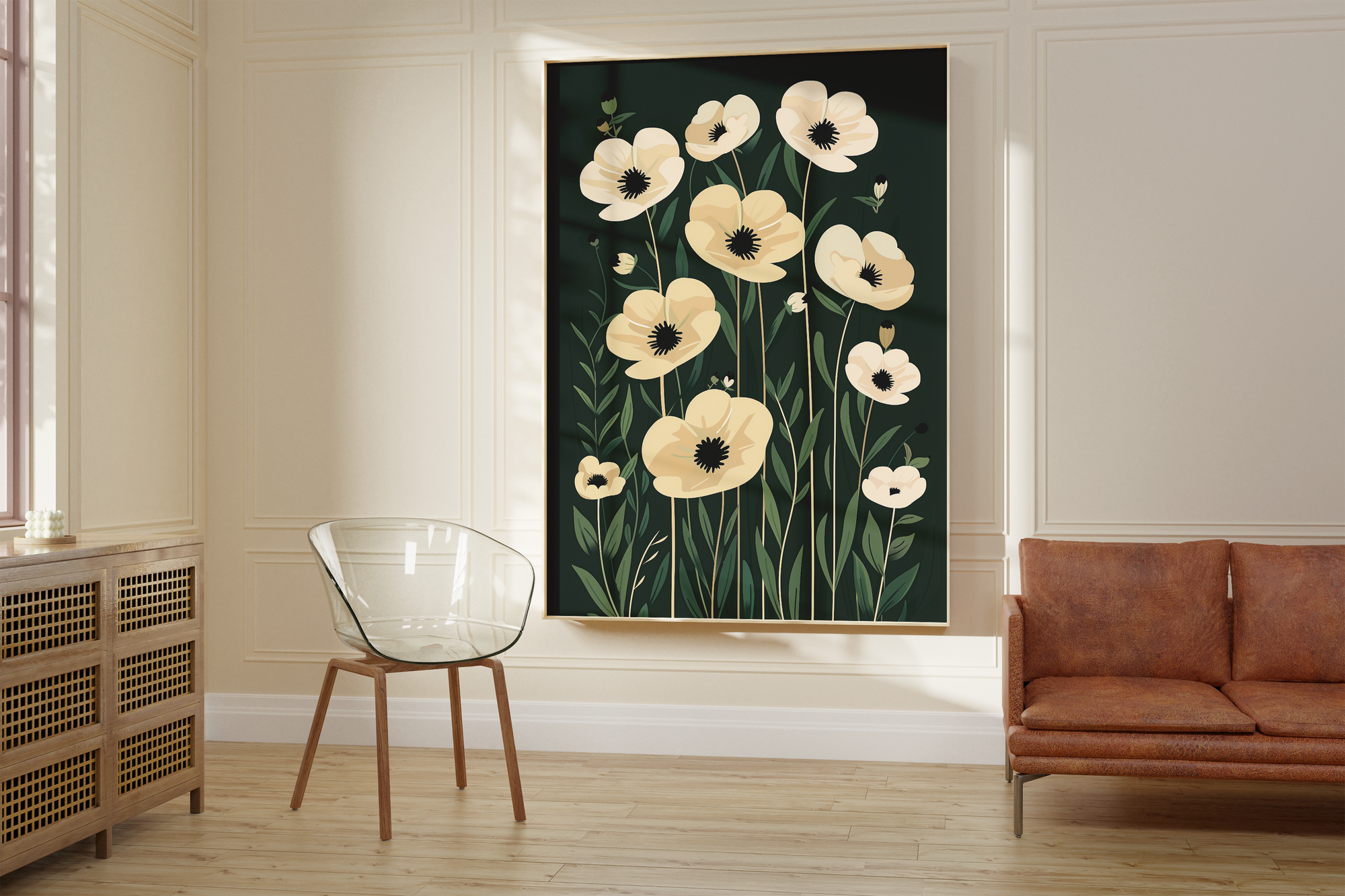 Soft Cream Florals Print