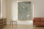 Abstract Green Wave Line Art Print