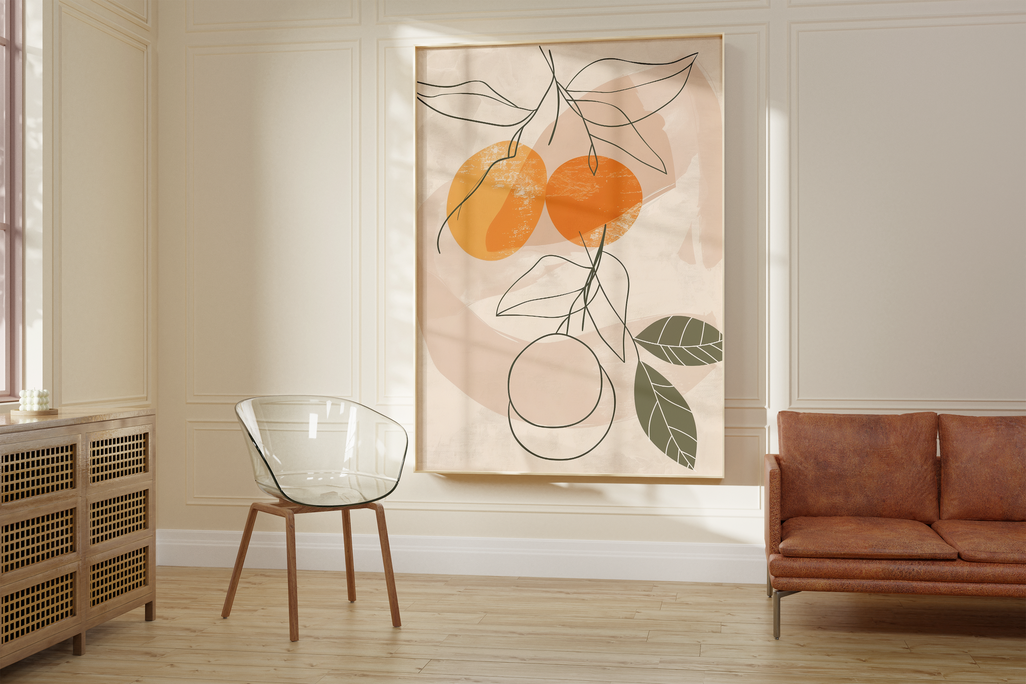 Minimalist Orange Botanical Print