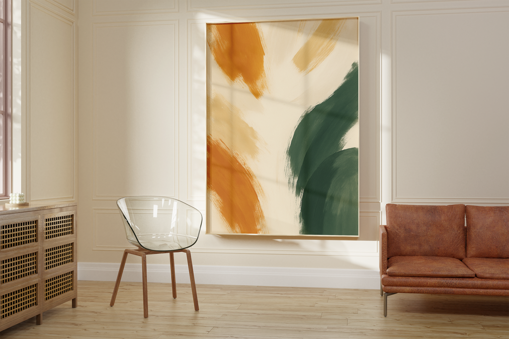 Terracotta Green Brushstrokes Print