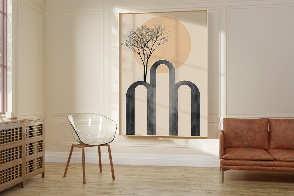 Arch & Sun Tree Silhouette Print
