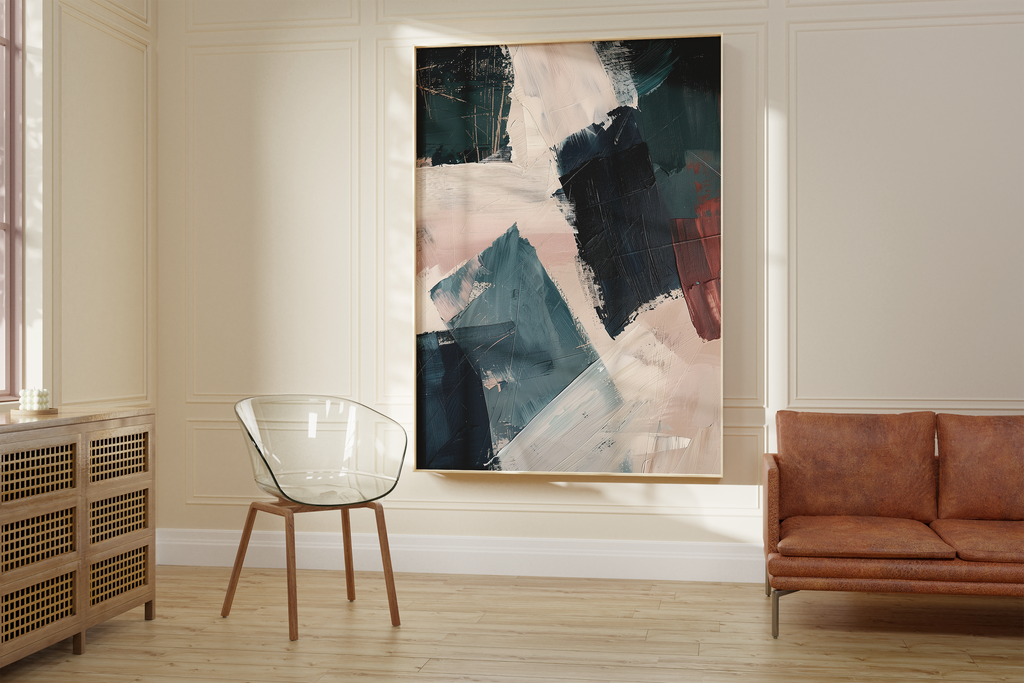 Deep Blue Burgundy Composition Print