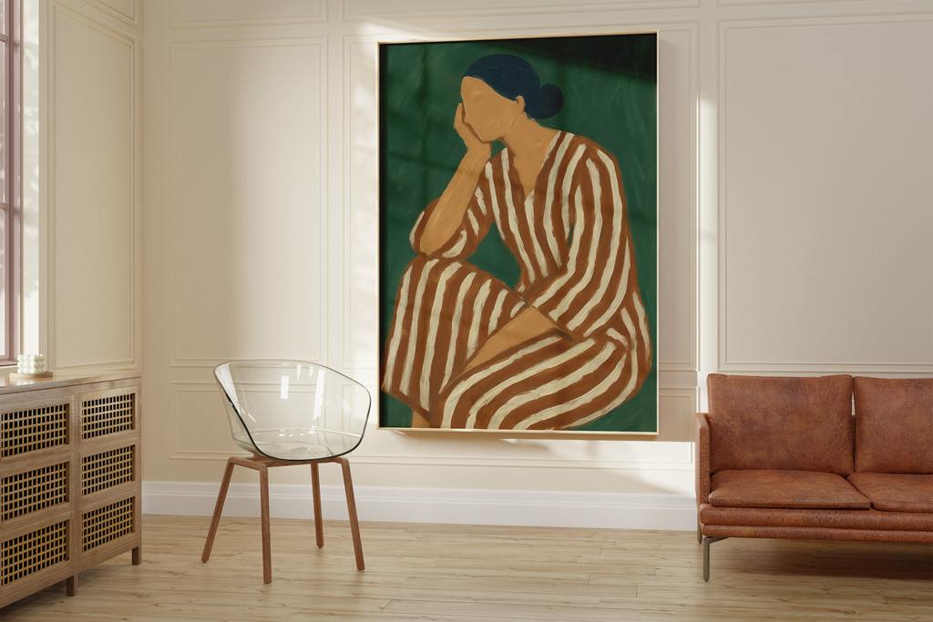 Green Calm Abstract Woman Print