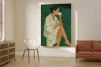 Abstract Green Portrait Modern Woman Print